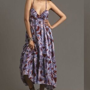 Anthropologie Sleeveless V-Neck A-Line Midi Dress NWT